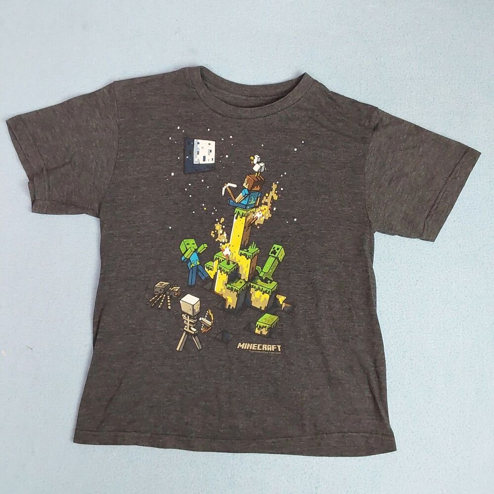 Minecraft Official Jinx Graphic Tee Youth 2X(18) Gray Video Game T-Shirt